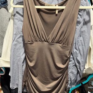 Guess Taupe V-Neck Ruched Camisole